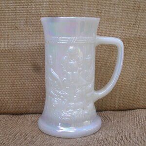 Vintage Federal Glass Lusterware Tavern Scene Stein